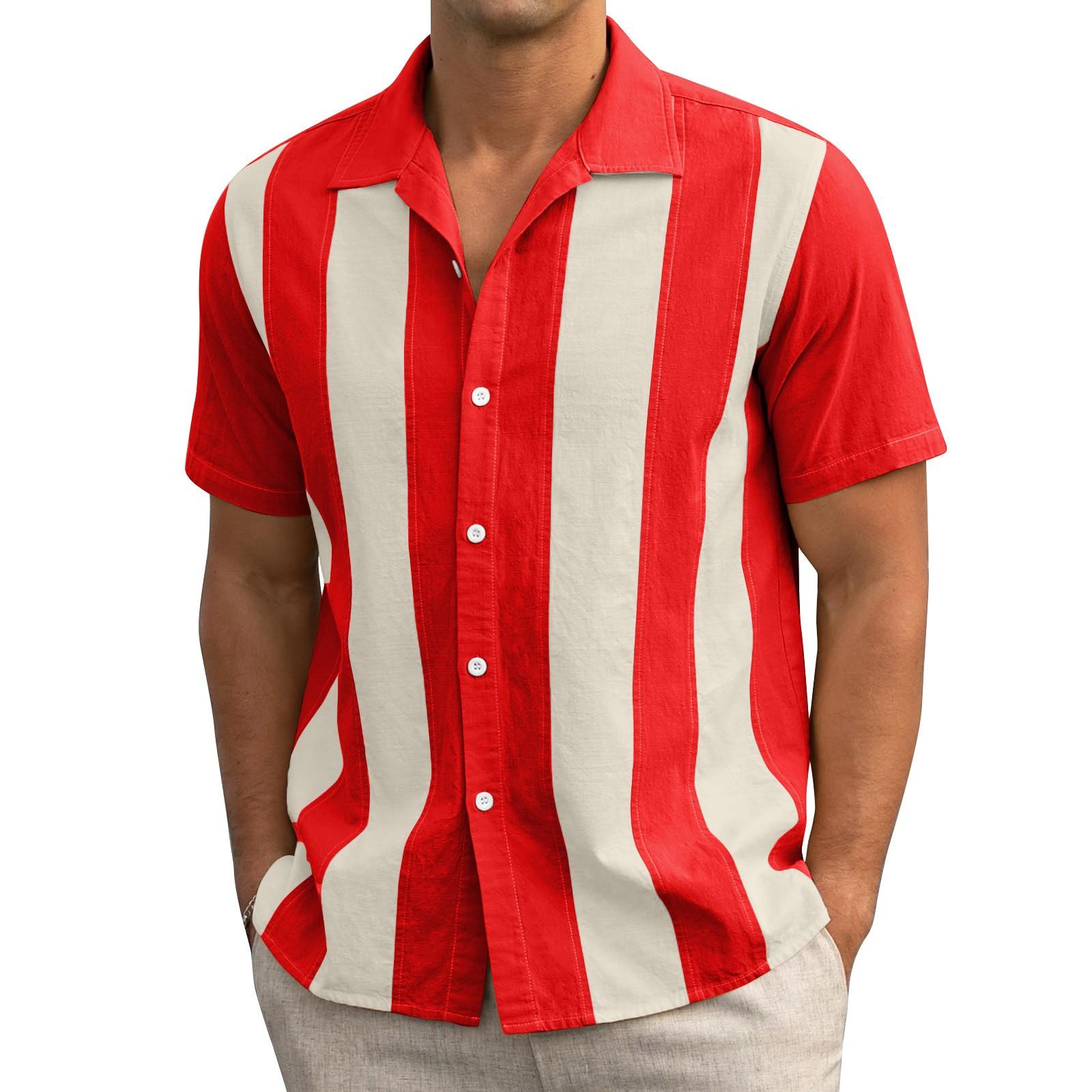 

Мужские рубашки с коротким рукавом на пуговицах в полоску, мужские повседневные модные рубашки с коротким рукавом XL