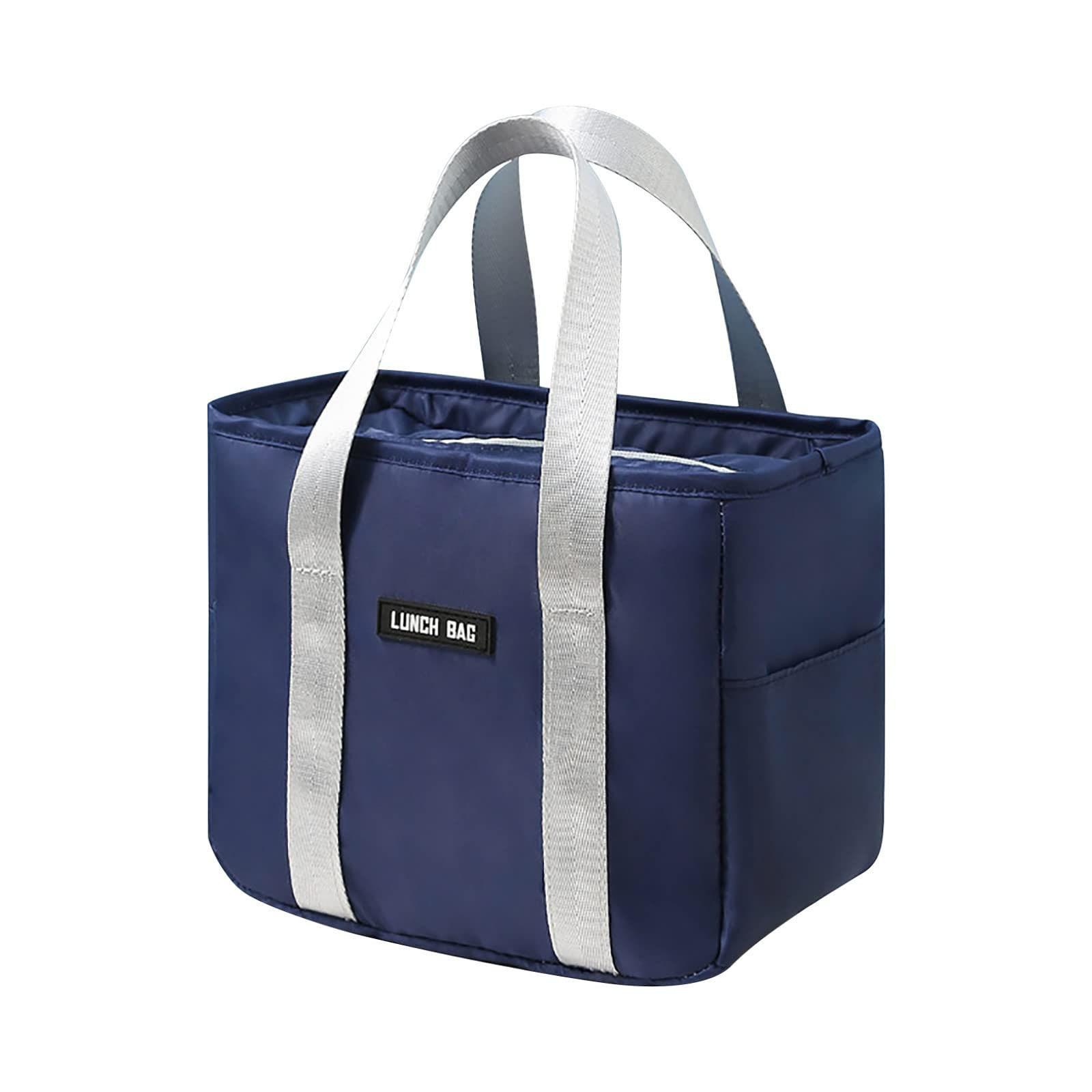 

Insulated Lunch Bag Large Capacity Thermal Lunch Box Tote Cooler Bag with Sturdy Handles for Work School Outdoor Use One Size тёмно-синий