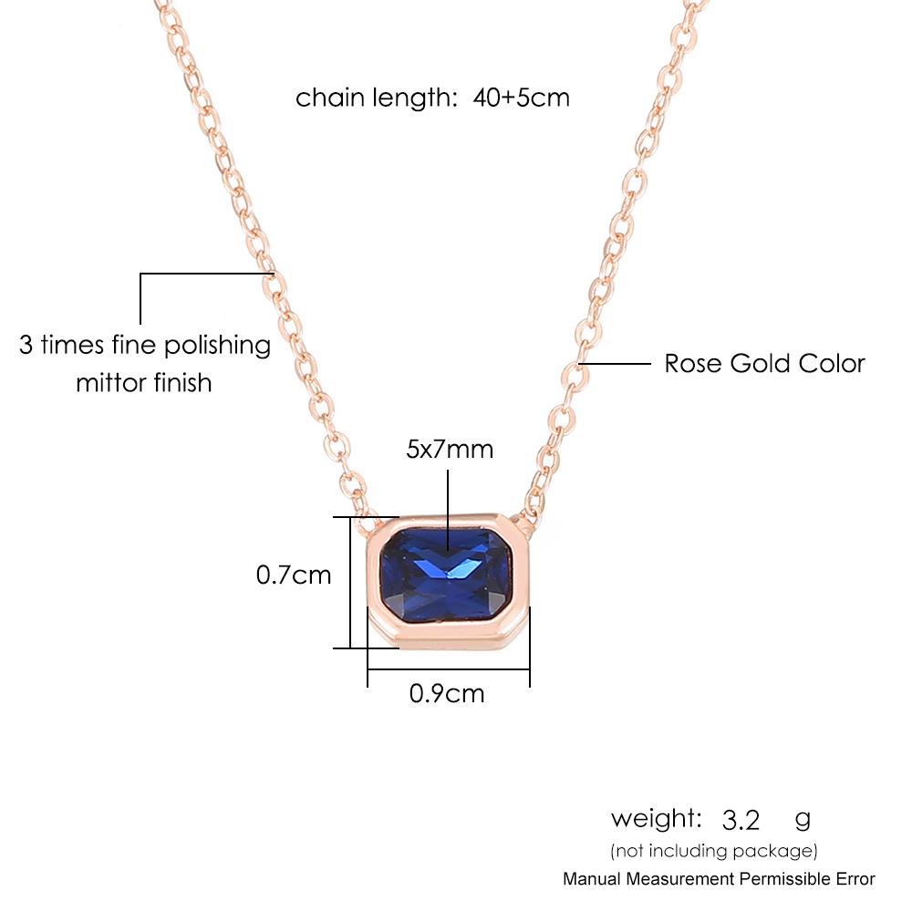 Minimalist Square Colorful Crystal Pendant Necklace for Women Rose Gold Color Choker Chain on The Neck Jewelry Girls Gift KCN044