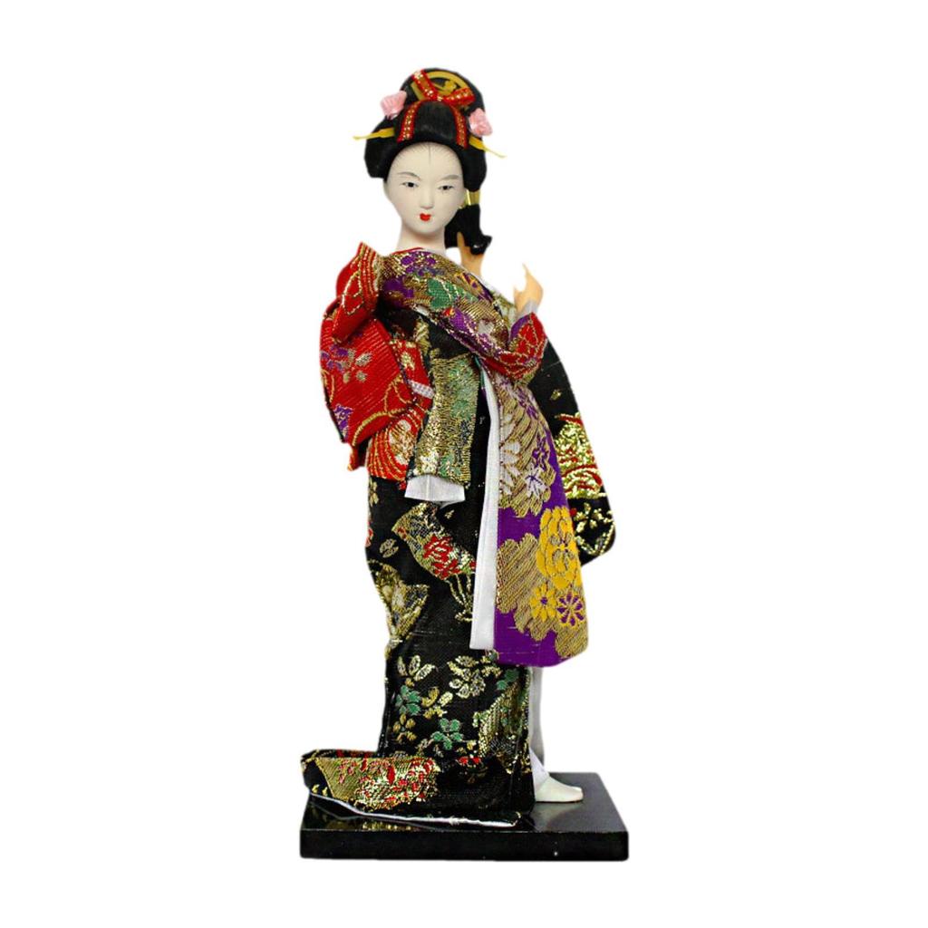 Japanese Kimono Doll Figure Centerpiece Desk Ornament Collectible Statue Lady