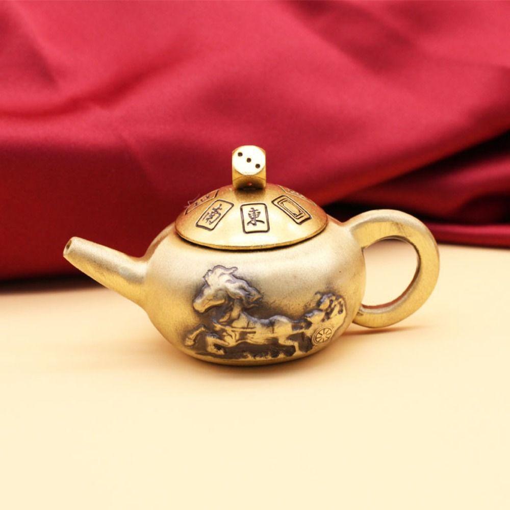 

Creative Mini Brass Teapot Copper Teapot Sculpture Retro Tea Kettle Miniature Room Decor Style 2