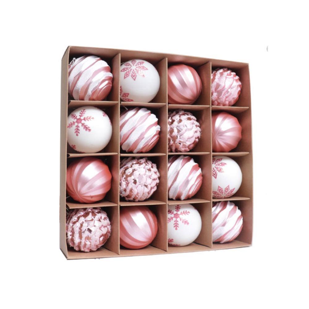 16Pcs/set Electroplating Painting Christmas Ball Ornament Glitter Xmas Baubles New Year Gift Xmas Tree Hanging Pendant Plastic