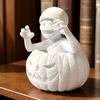 Blank PLA Sculpture for Art 3D Printed Pumpkin Boy Figurine, Unpainted White DIY Statue, Unique Tabletop Display Piece Halloween Mummy Sculpture,