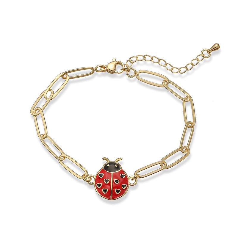 

HECHENG, Enamel Dripping Oil Red Beetle Series Bracelet Necklace for Ladies Sweet and Cute Copper Metal Zircon 1 Pcs Other
