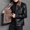 Winter New Men's Fur Integrated Leather Jacket Men's Middle-aged and Elderly Lapel Jacket Fleece Jacket Fashion Leather Jacket