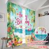 2pcs,2D plane printing Curtains Digital Printed Tropical Birthday Bash Versatile 100% Polyester (without rod) Decorations For