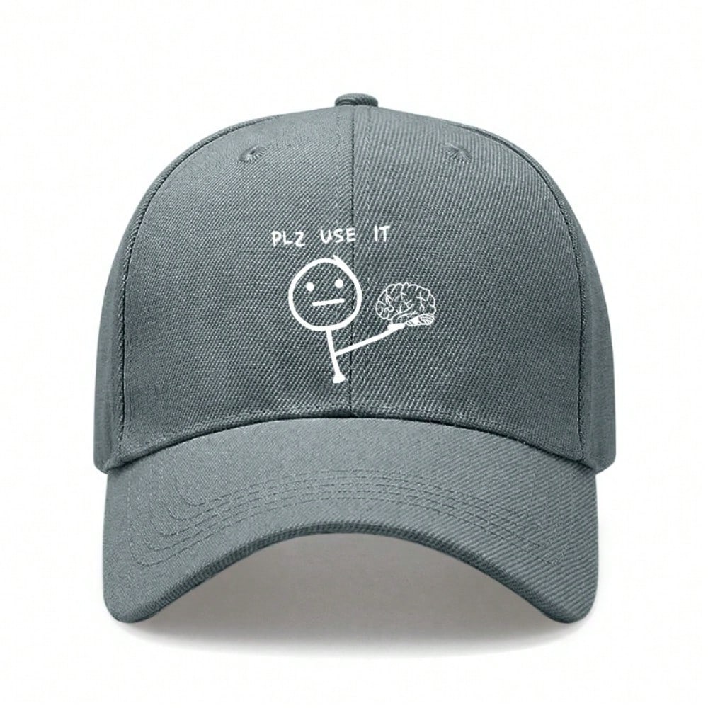 [Humorous Baseball Cap] Funny Letter "PLZ USE IT" Print Polyester Adjustable Breathable Casual Outdoor Sports Baseball Hat For Men Women