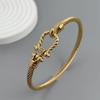 New Steel Wire Button Pattern Horseshoe Gold-plated Stainless Steel Bracelet 18K, High Quality Waterproof Couple Bracelet, Wife
