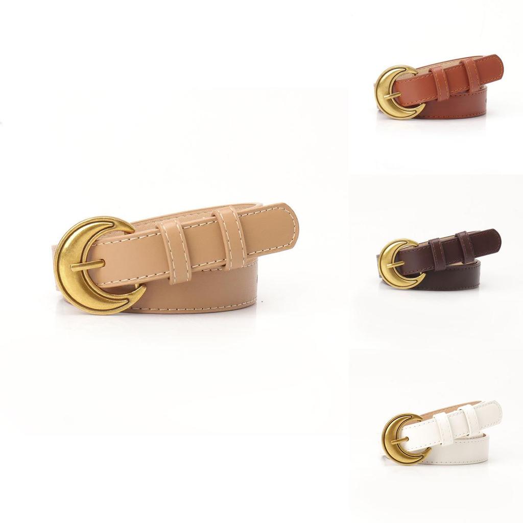 Retro Lunar Waist Belt For Women With Alloy Pin Closure And Minimalist Design For Daily Office Fashion