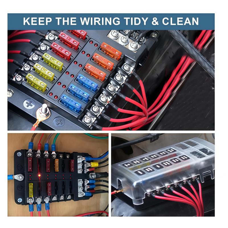 6/12 Way Blade Fuse 12-24V Car Boat Fuse Box Holder With Plastic Cover For Power Panel Board Camper Fuse1/2Pcs