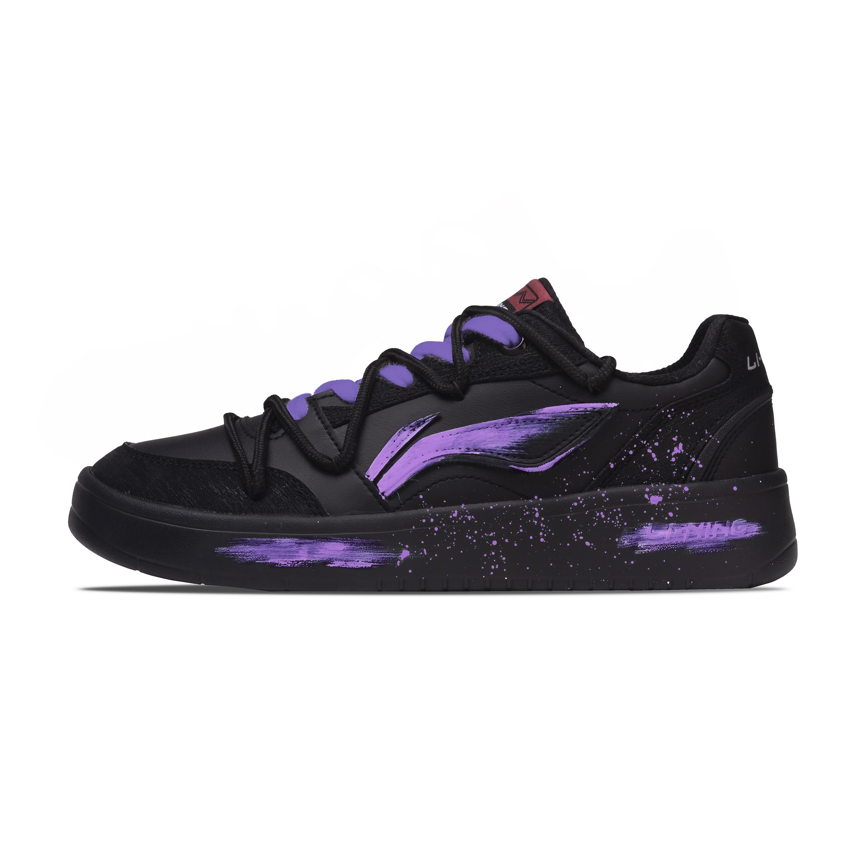 Li Ning Sycee V3 Износостойкие и легкие Низкие Скейтбордические кроссовки Мужские Черно-фиолетовые AGCV107-1(Команда211-Б) 39