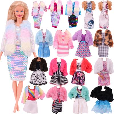 Plush Vest + Dress For 30 Cm Barbie Doll Clothes Accessories 1/6 BJD Blyth Girl's Toys Birthday Present