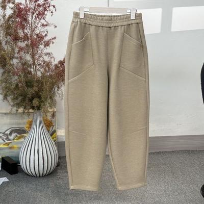 Pantalones harén holgados e informales de moda de invierno para mujer, pantalones deportivos sencillos de cintura elástica para uso diario, pantalones de retazos cálidos de vellón grueso