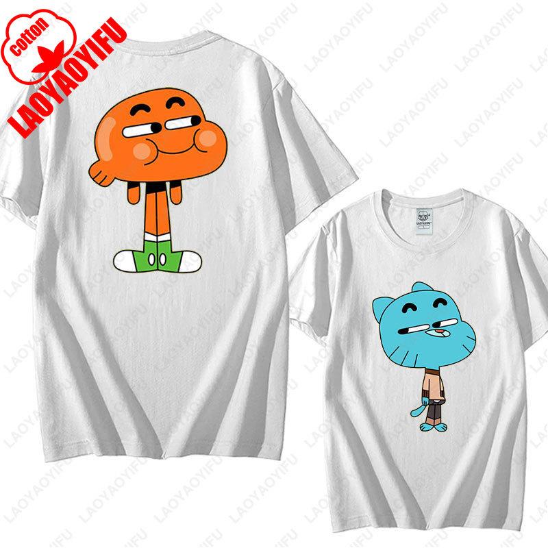 Animace Kreslený Gumball a Darwin Potisk Tričko Úžasný Svět Gumballa Tričko Nové Léto 2025 Kawaii Muž Žena Bavlněná Trička