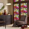 Retro Flowers Colorful Stained Glass Window Film Pattern Non-adhesive Window Decals Static Clings Non-Adhesive Window Stickers