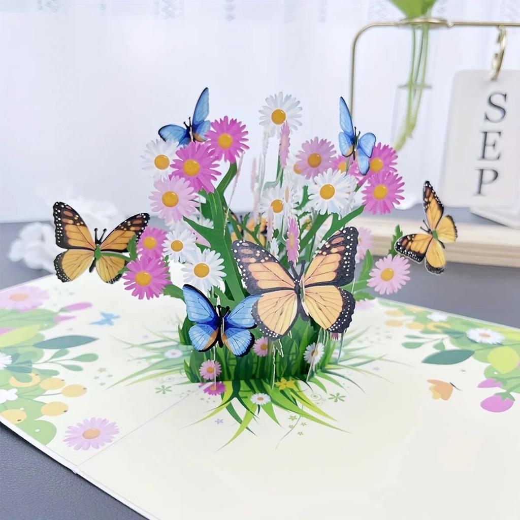 3D Pop-Up Cards Flowers Birthday Card Anniversary Gifts Postcard Maple Cherry Tree Wedding Invitations Congratulation Card Gift