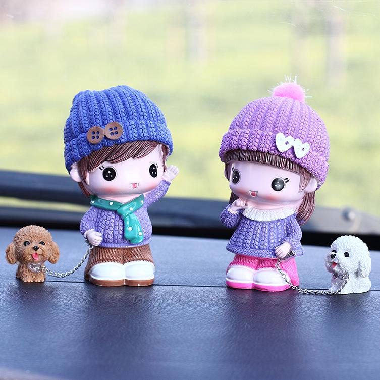 

Creative Lucky Fruit Aromatherapy Car Ornament - Cute Resin Dog Dolls for Interior Decoration