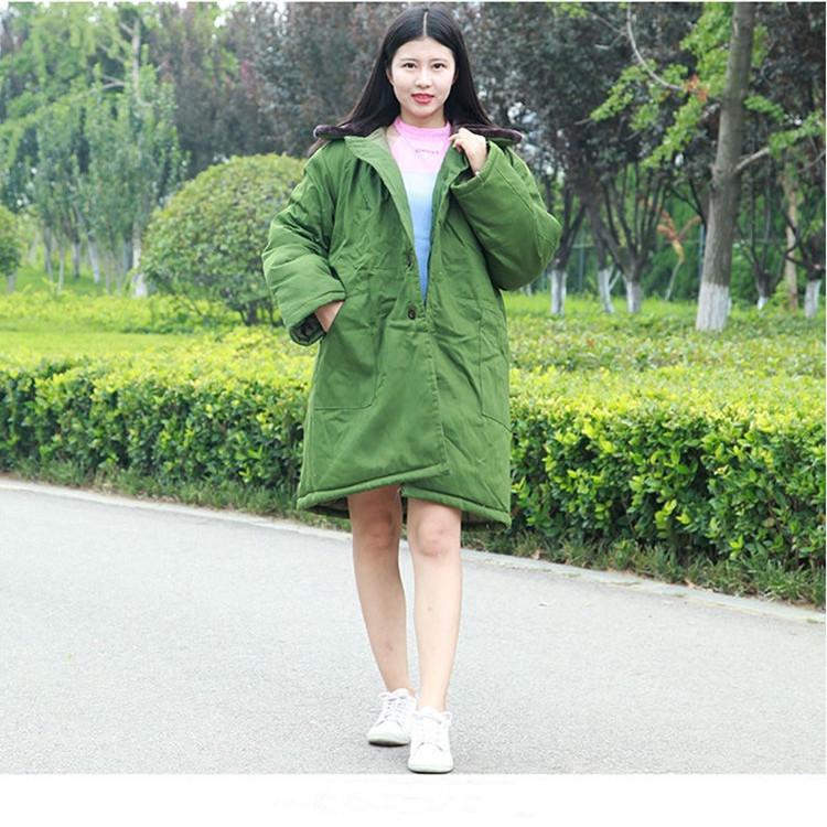 

Fur-Lined Sheepskin Wool Coat - Warm, Windproof, Mid-Length Winter Outerwear One Size