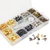Metal Double Cap Rivets Stud Round Spike Nail With Tool Kits For Shoes Bag Belt Leathercraft Repair Clothing Garment Accessories