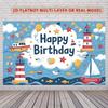 2D Ocean Nautical Birthday Backdrop Banner Cartoon Sea Theme Party Decoration