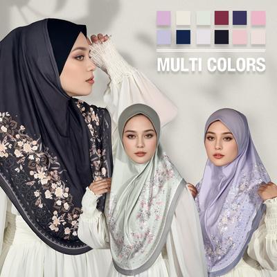 Muslim Hijabs Women Head Wrap Square Scarf Floral Print Turban Cap