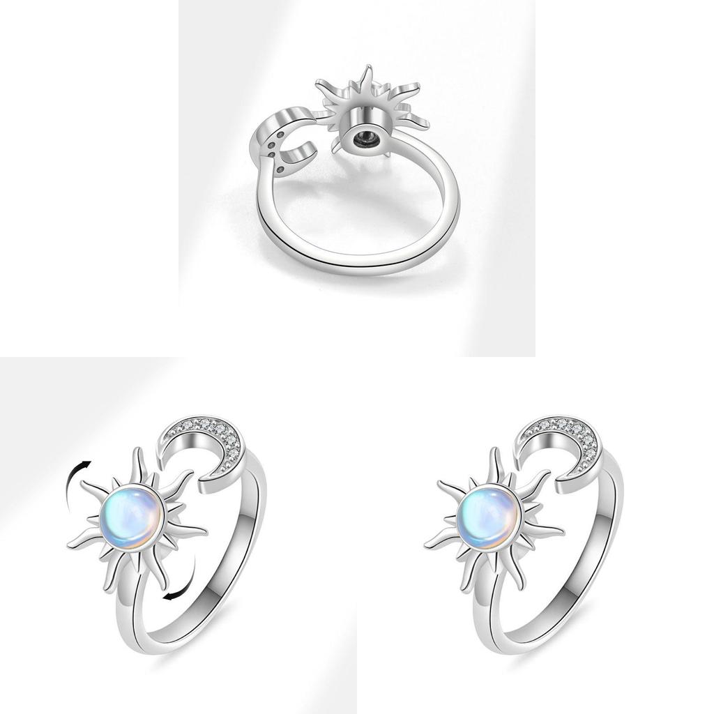 Sun Pendant Adjustable Copper Ring With Bright Finish For Women Gift