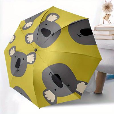 1pc Koala Print Automatic Folding Umbrella, Portable & Foldable Design with 8 Ribs, Casual Outdoor Accessory Halloween and Christmas Gifts Y