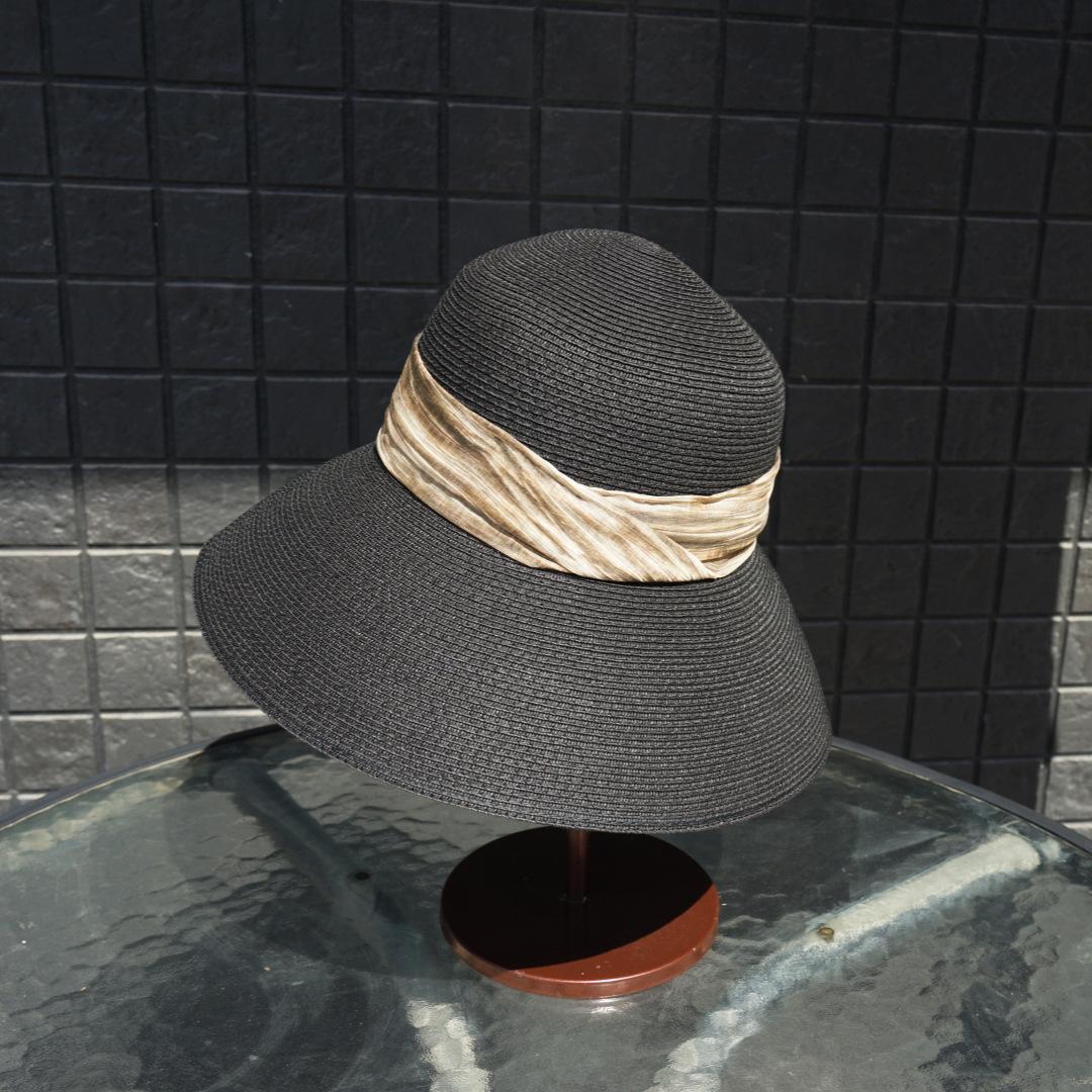

French Retro Black Hepburn Bell-Shaped Large Brim Basin Hat Women S Summer Vacation Beach Sunshade Sun Protection Japanese Straw Hat M（56-58cm）