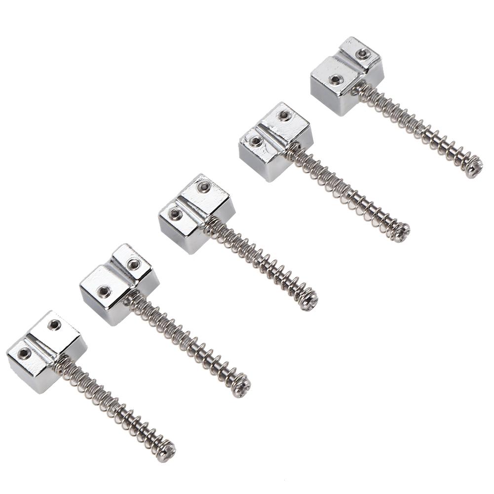 5Pcs Bass Bridge String Saddles for Bass Electric Guitar Replacement Part Spring ScrewsSilver