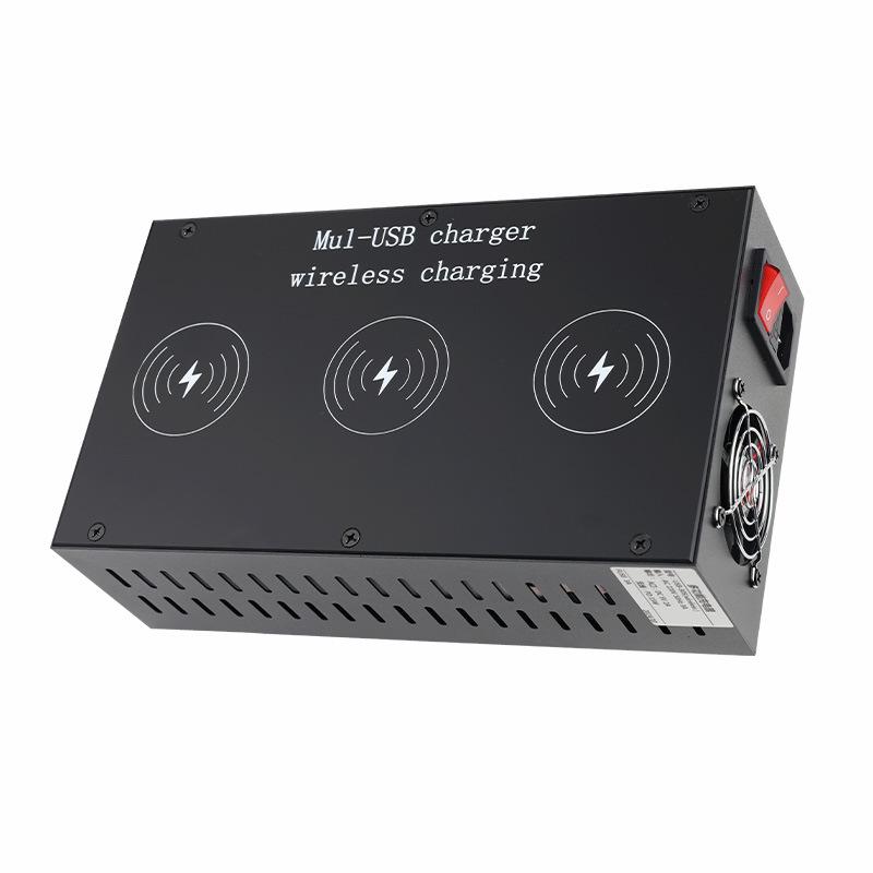 High-Power Multi-Port USB Charging Station with 15W Wireless and 30-Port Capability