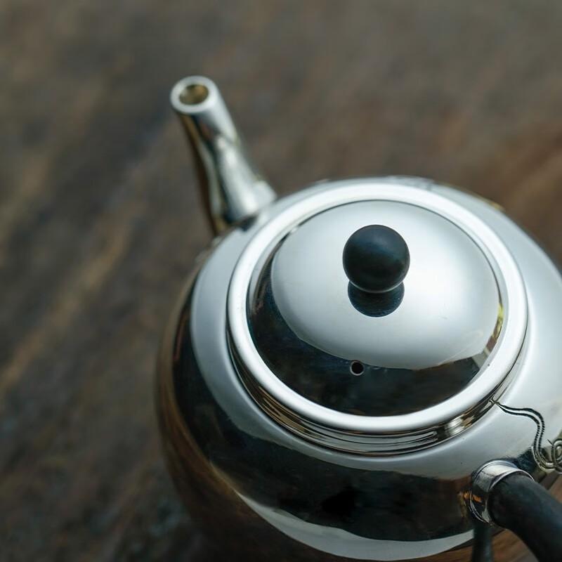 Wanqian Tang Hand-Carved Silver & Stone Teapot