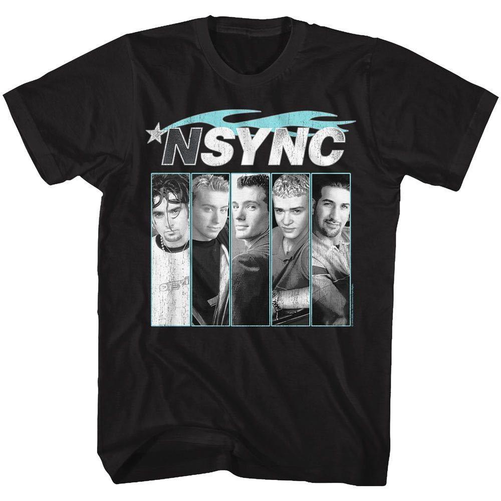 

NSYNC Mens T-Shirt New Blue Flame in 100% Black Cotton SM5XL Timberlake Unisex T-Shirt S