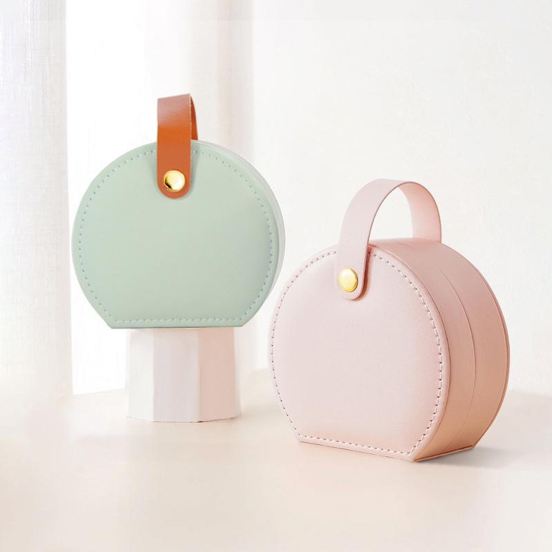 Yarım Daire Taşınabilir Mücevher Kutusu Saklama Kutusu Prenses El Çantası Mini Küpe Kolye Yüzük Kutusu