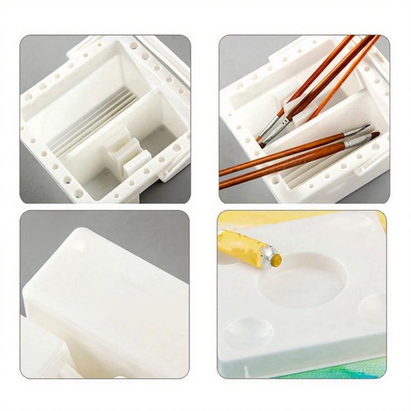 Combined Paintbrush Care Unit Solvent Resistant Design With Lid And Carrying Handle 6.5x6.5x3.5 Storage System