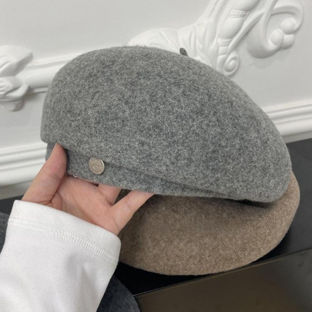 2025 Autumn Winter Women Wool Berets for Elegant Lady Versatile Female Painter Hats Solid Color Fashion Decorative Vintage Cap