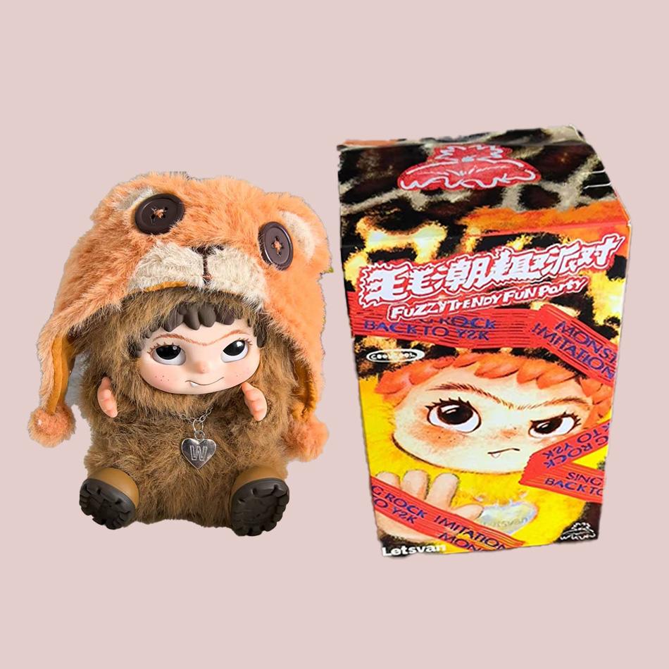Wakuku Genuine Fuzzy Trendy Fun Party Series Blind Box Vinyl Action Figure Pendant Face Mystery Gift for Children Surprise Toy