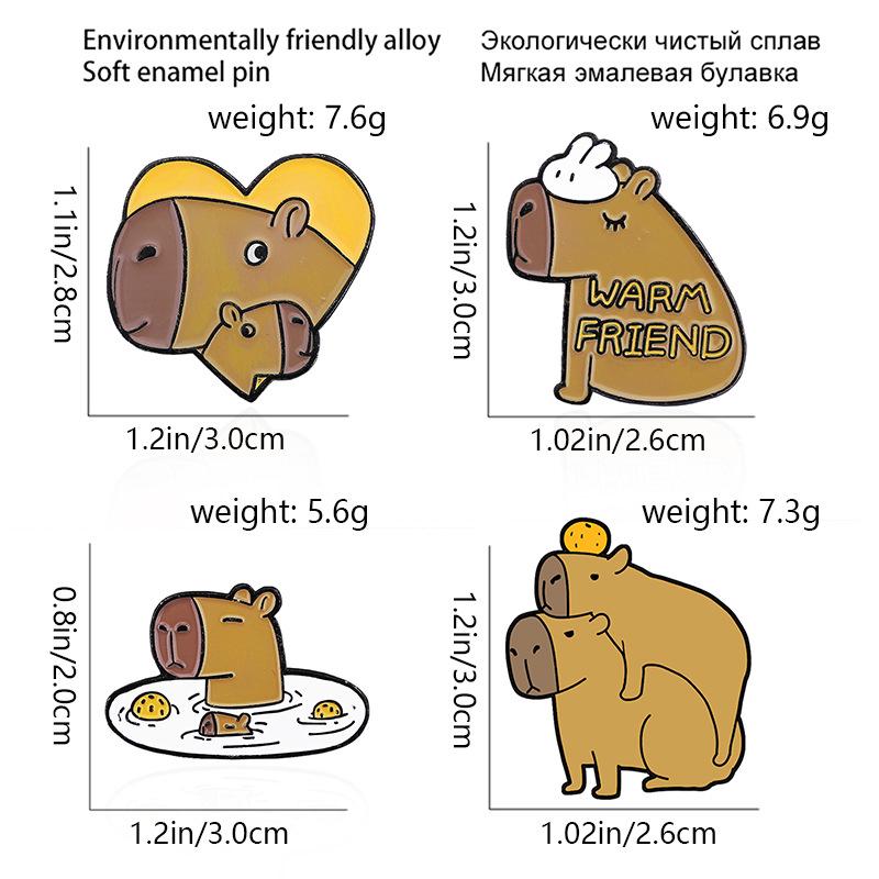 Adorable Capybara Prankster Brooch: I Love Hugs Fashion Badge