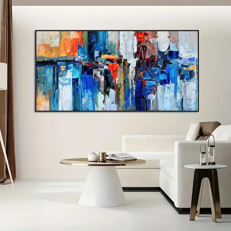 Modern Colorful Paint Textured Abstract Oil Painting Printed On Canvas Wall Art Red Blue Posters and Prints for Living Room