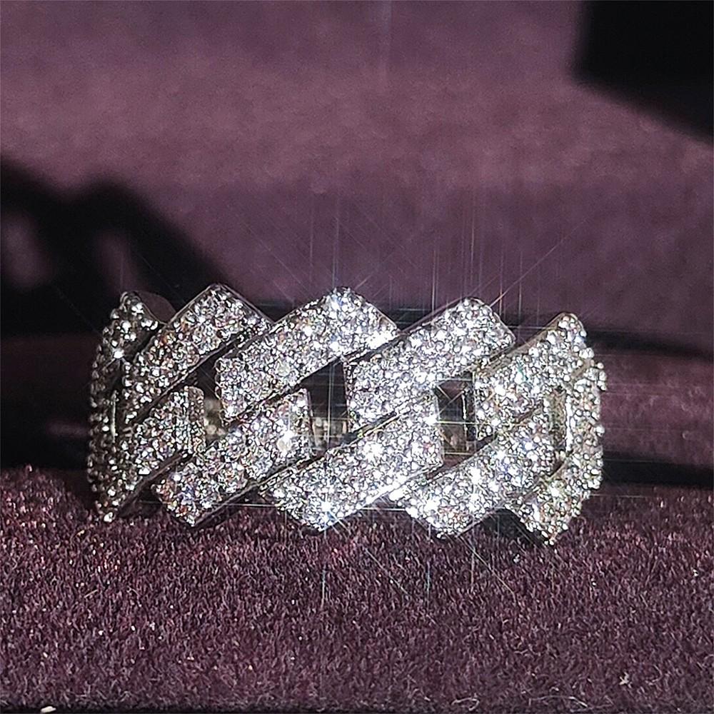 Luxury Women's Hip-Hop Zircon Ring - Trendy Hollow Design for Index Finger