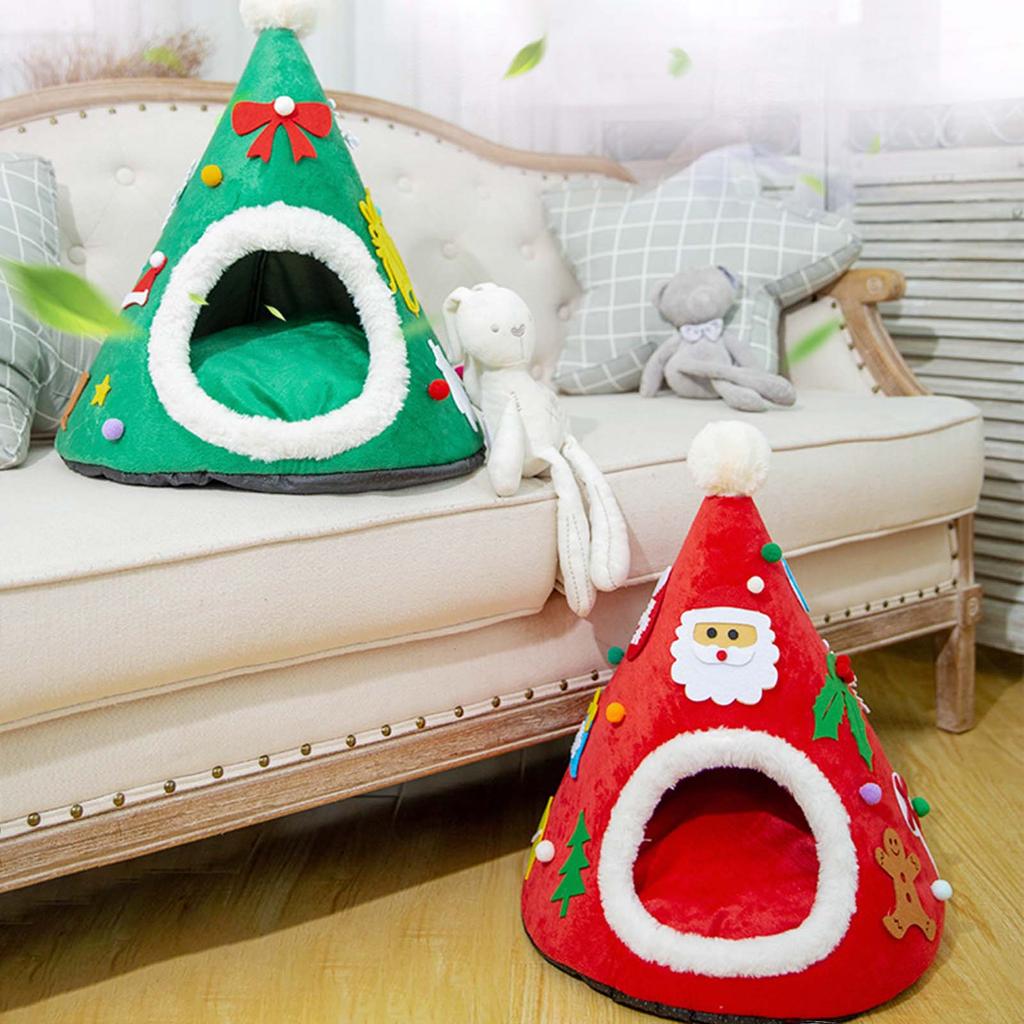 Warm Cat Cave Bed for Indoor Cats Washable Self-Warming Beds Calming Tent House for Puppies Small Dogs Non-Slip Bottom
