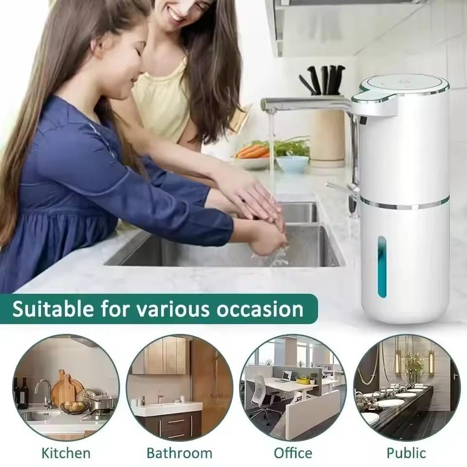 380ML Light Display Touchless Desktop Or Wall-Mounted USB Rechargeable Automatic Smart Sense Soap Dispenser For Kitchen Bathroom