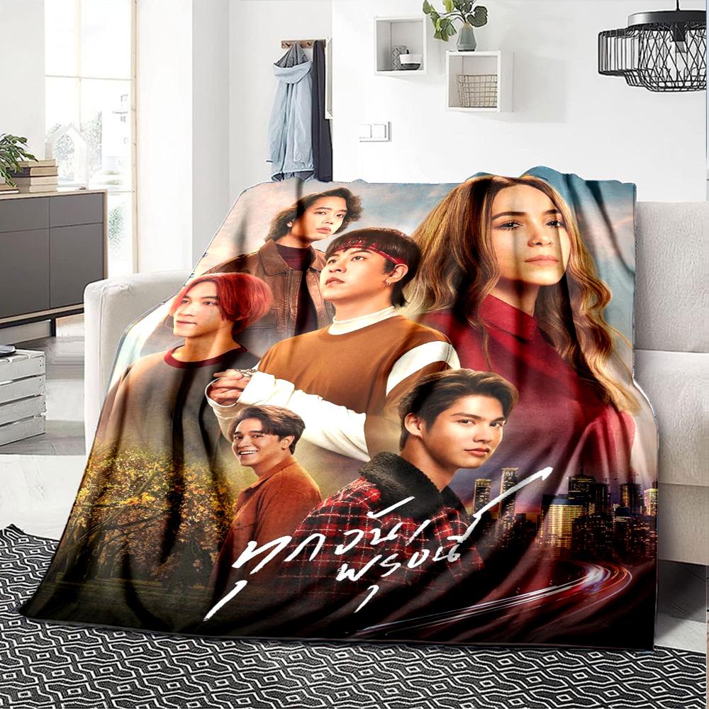 Thai Drama Cast Character Poster Print Flannel Blanket Soft Warm Throw Blanket Pop Culture Home Decor for Sofa Bedroom Travel
