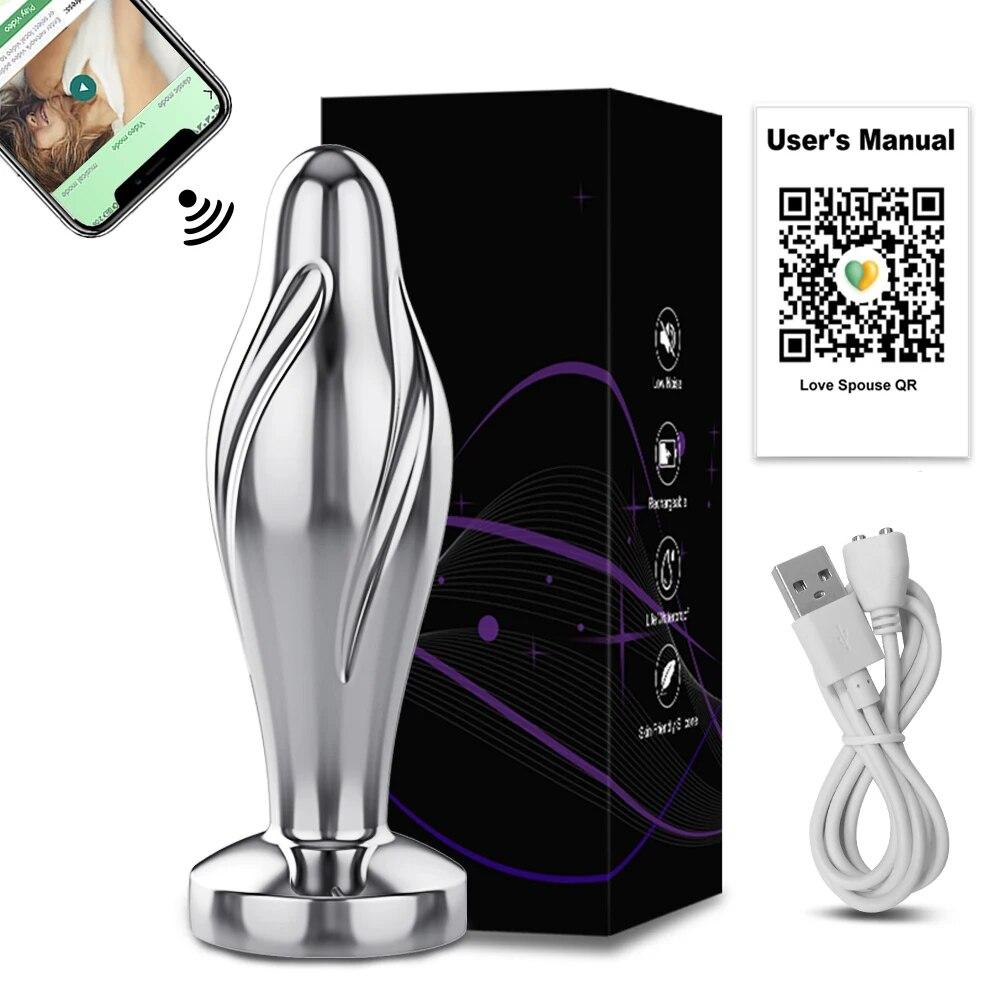 Bluetooth Metal Anal Plug APP Vibrator Remote Control Butt Plug Prostate Massager Anal Trainer Sex Toys for Women Men Adult