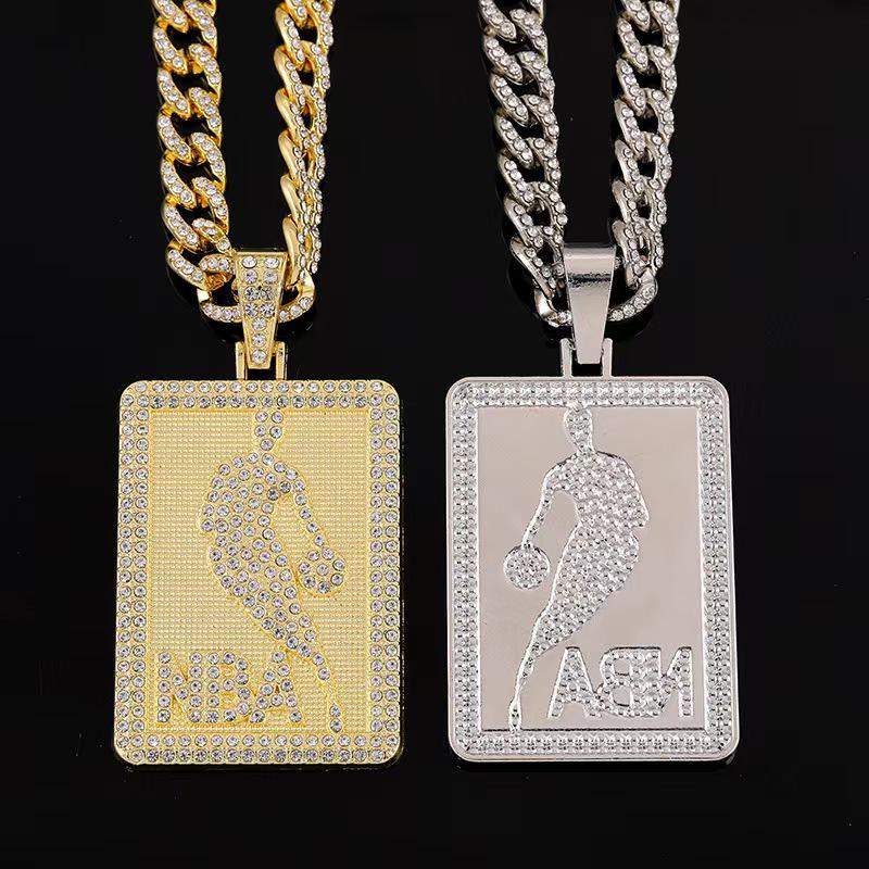 Cristiano Ronaldo Rhinestone Jersey Pendant Gold-Plated Cuban Necklace