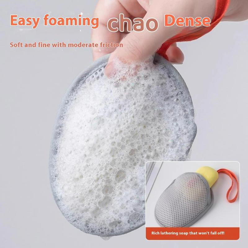 1 PCS Bath Cleansing Foaming Net Double-Sided Square/Oval Soap Bag Body Exfoliating Scrubber Sponges Bathroom Mesh Soap Pocket