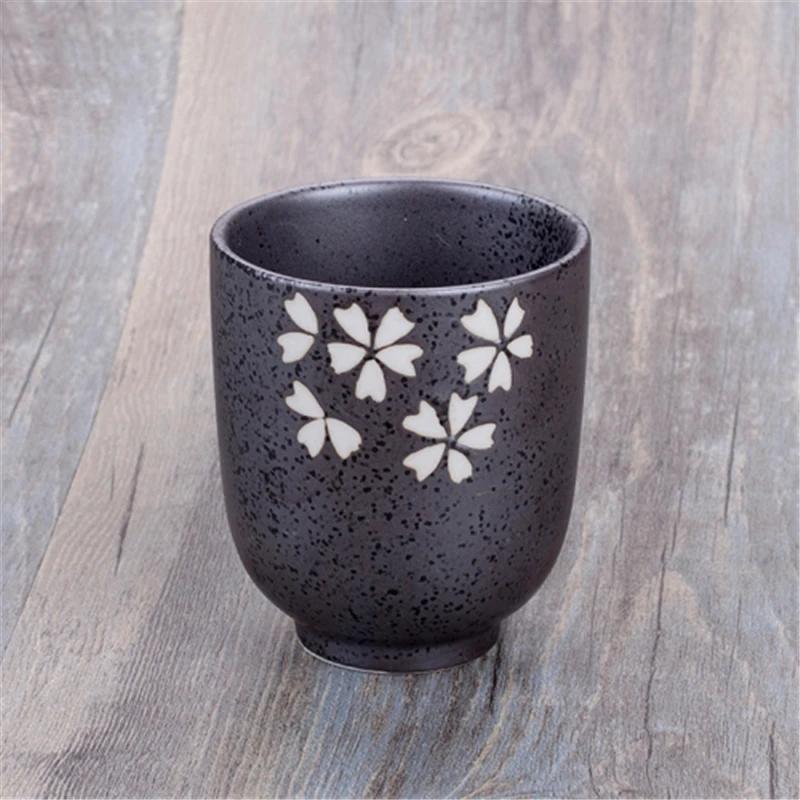 Japanese Tea Water Mug Handy Cup Hand-painted Ceramic Cherry Blossom Cups Creative Rough Ceramic Tea Cups  Coffee Cup