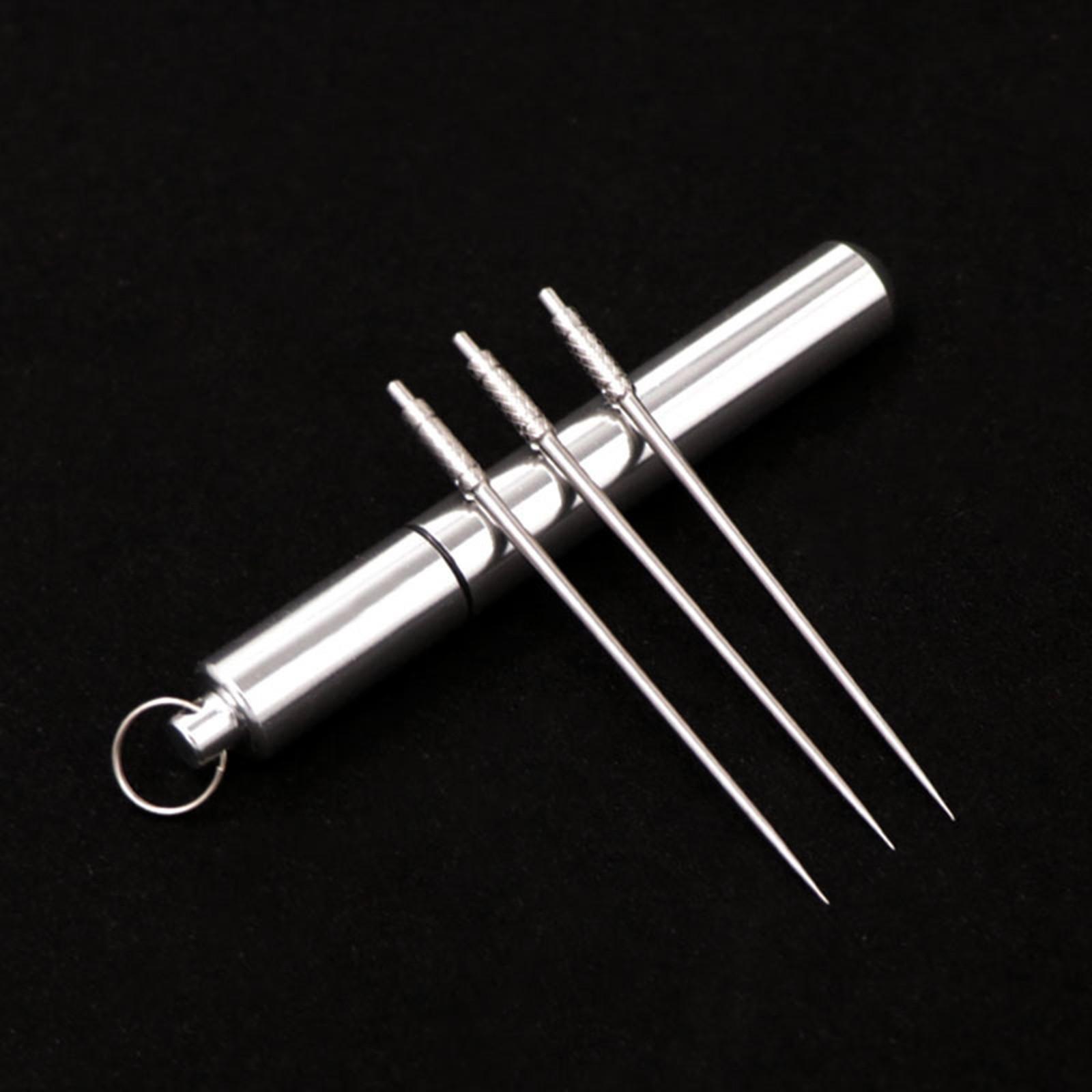 

Портативная зубочистка из титанового сплава, металлическая зубочистка, креативный тубус для зубочисток из алюминиевого сплава, коробка для зубочисток One Size