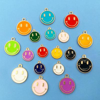 Korean Style Smiley Face Multicolor Alloy Pendant for DIY Jewelry & Phone Chains