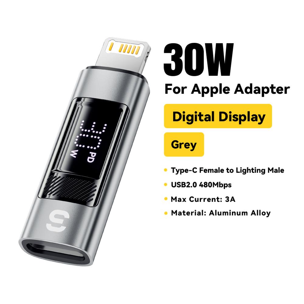 Essager Typ C auf Lightning OTG Adapter Digitalanzeige PD 60W Schnellladung Lightning auf Typ C Anschluss für IPhone 15 14 13 12