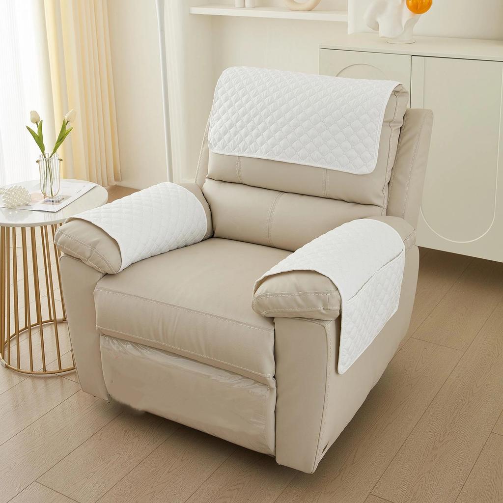 Sofa Armrest Towel Set 3 Pieces With Storage Pocket For Couch Chair Cushion Headrest And Armrest Cover Comfortable Soft Fabric Home Decor